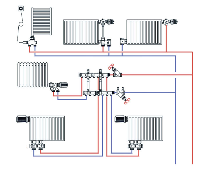 схема разводки коллектора отопления
