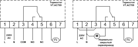 VT.AC709. VALTEC Хронотермостат электронный комнатный с датчиком температуры пола схема