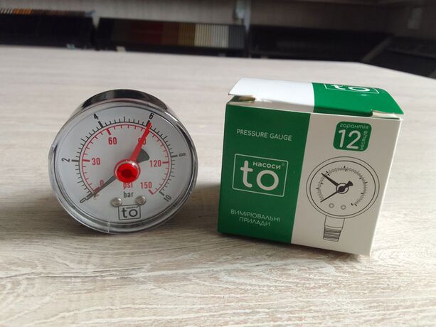 Манометр фронтальний 1/4" Ø50 0-10 bar toHacocи 1/125