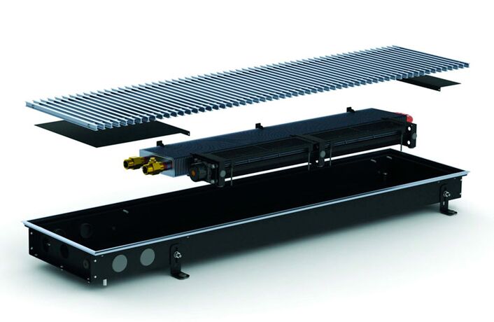 Внутрипольный конвектор Carrera MV Inox/Black 65 (принудительная конвекция)