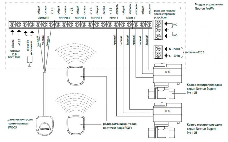 Neptun Bugatti ProW+ схема подключения